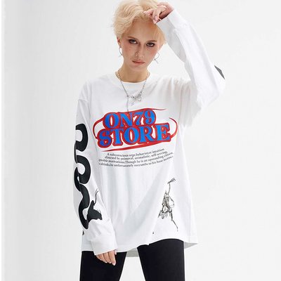 100 Percent Cotton Long Sleeve T Shirts 230gsm Heavyweight Letter Graphic For Men - Image 4