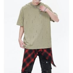 240Gsm Cotton Oversized Glitter T Shirt For Men Patchwork Raglan Sleeve
