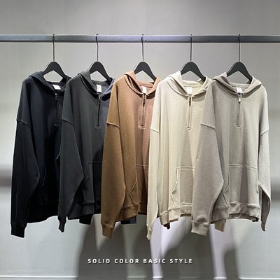 300g-700g Cotton Unisex Mens Streetwear Oversized Puff Print Half Zip Up Hoodies 3xl 4xl 5xl