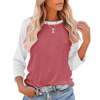 6xl 4x 3/4 Sleeve Jacket With Long Sleeve Shirt Womens Polyester Cotton Crew Neck Blank Raglan Baseball Jersey Tee Shirt - Image 4