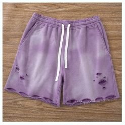 Acid Wash Cycling Shorts Distressed Ripped Hole Acid Washed Sweat Shorts Breathable Fabric
