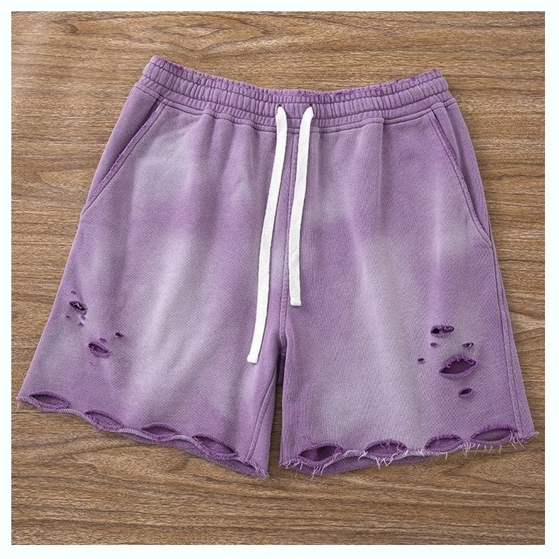 Acid Wash Cycling Shorts Distressed Ripped Hole Acid Washed Sweat Shorts Breathable Fabric