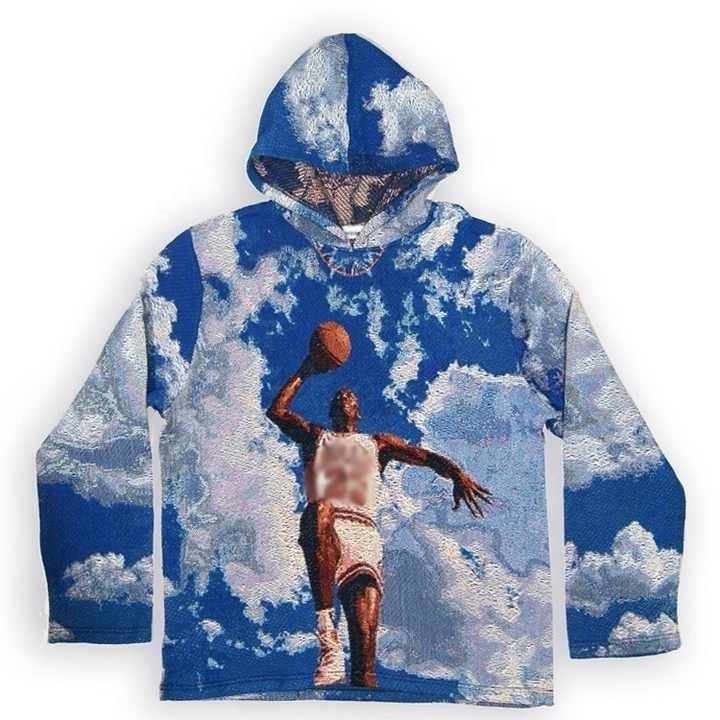 Anti-Shrink Heavyweight French Terry Oversized Printed Mens Woven Anime Tapestry Hoodie - Image 5