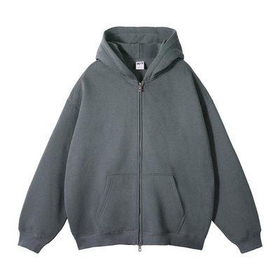 Autumn Winter Suede 350G Double Head Zipper Hoodie Cardigan Zip Neck Collar Sweatshirt - Image 5