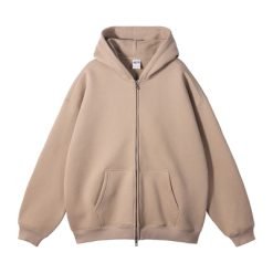 Autumn Winter Suede 350G Double Head Zipper Hoodie Cardigan Zip Neck Collar Sweatshirt