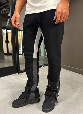 Black Flared Sweatpants Mens Anti-Pilling Streetwear Vintage Flare Paint Spray Joggers Grey - Image 5