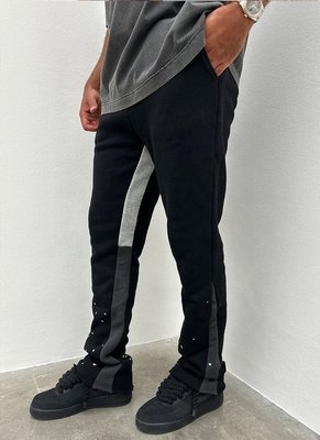 Black Flared Sweatpants Mens Anti-Pilling Streetwear Vintage Flare Paint Spray Joggers Grey - Image 2