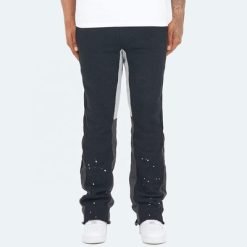 Black Flared Sweatpants Mens Anti-Pilling Streetwear Vintage Flare Paint Spray Joggers Grey