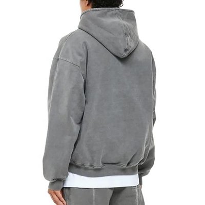 Breathable Custom Logo Men's 100% Cotton Hoodie French Terry Zipper Up Oversized - Image 4