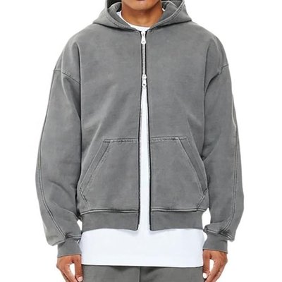 Breathable Custom Logo Men's 100% Cotton Hoodie French Terry Zipper Up Oversized