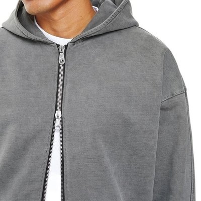 Breathable Custom Logo Men's 100% Cotton Hoodie French Terry Zipper Up Oversized - Image 6