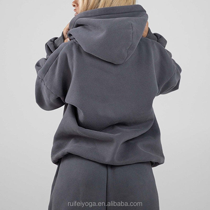 Bulk Unisex Fleece Sportswear Tracksuit Custom Logo High Quality Plain Heavyweight Oversized French Terry Cotton Blend Hoodie - Image 5