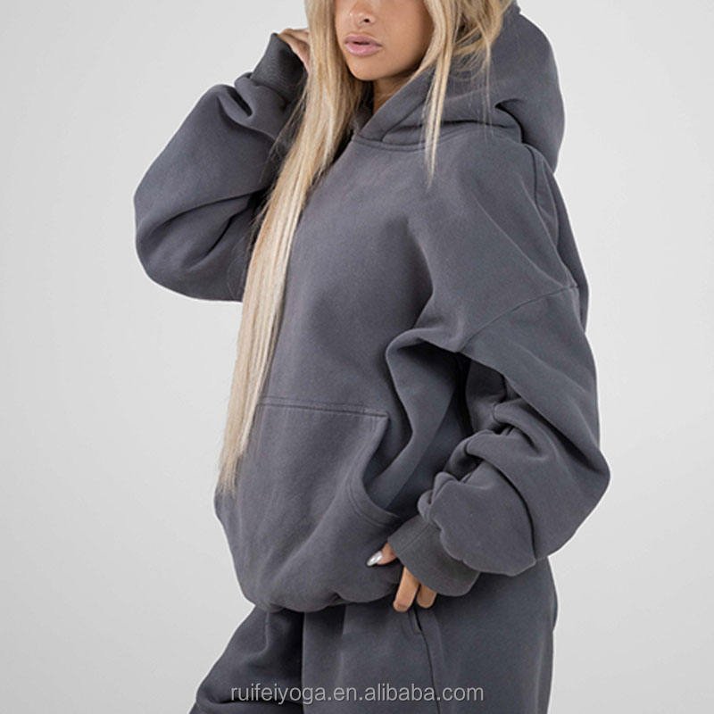 Bulk Unisex Fleece Sportswear Tracksuit Custom Logo High Quality Plain Heavyweight Oversized French Terry Cotton Blend Hoodie - Image 6