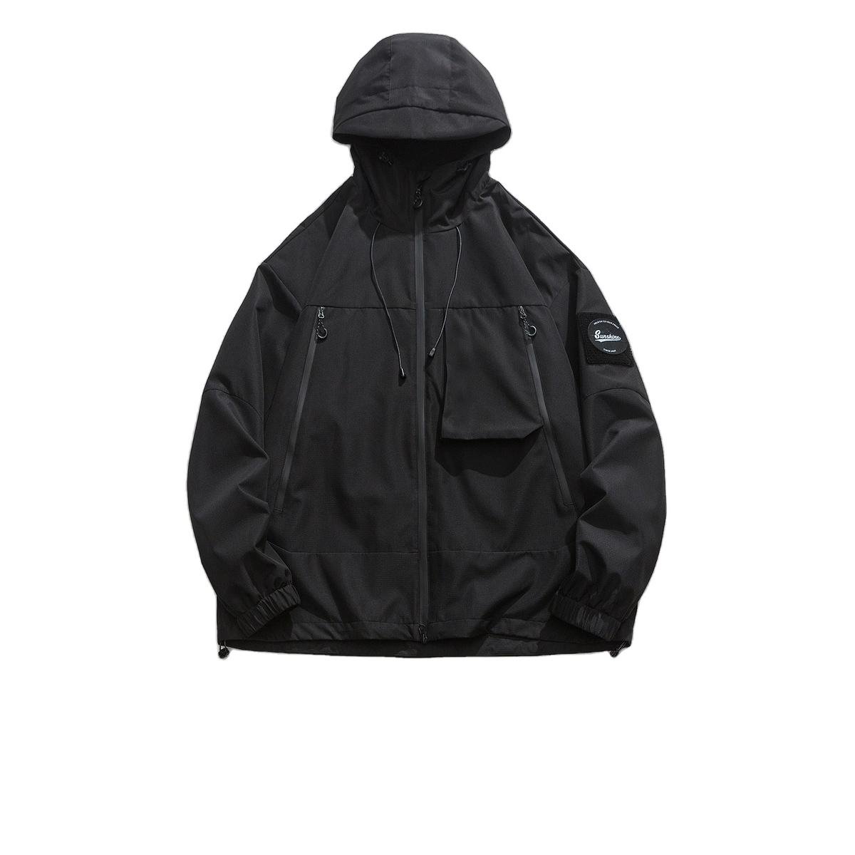 Charming Custom Men's Vintage Stand Windproof Hooded Varsity Jacket Polyester/Cotton Zipper Closure Trendy Brand Detachable - Image 4