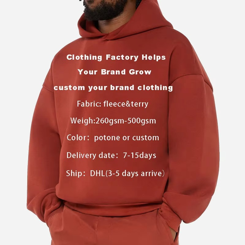 Clean Fit Source Factory Hooded Sweatshirt Men's Long Sleeve Loose Casual Pullover Pockets Factory Customised Mens Hoodi