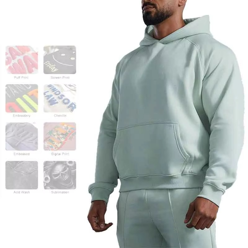 Clean Fit Source Factory Hooded Sweatshirt Men's Long Sleeve Loose Casual Pullover Pockets Factory Customised Mens Hoodi - Image 3