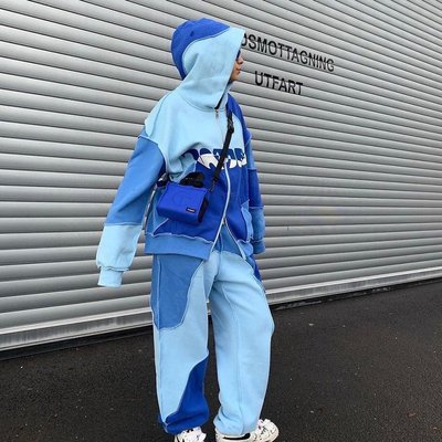 Color Block Contrast Reverse Stitch Pullover Sweatpants and Hoodie Set Sustainable - Image 6