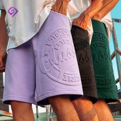 Colorful Cycle Mens Acid Wash Biker Shorts Set Workout Cotton Casual Daily Life