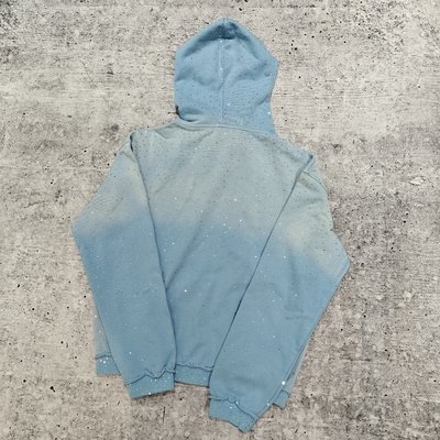 Custom 2025 Streetwear Heavyweight Rhinestone Hoodie Unisex Blank Vintage Sun Faded Acid Wash Zip Up Oversized Hoodies - Image 3
