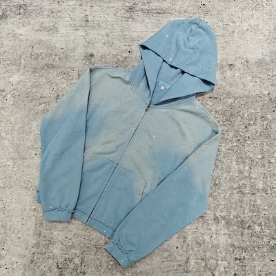 Custom 2025 Streetwear Heavyweight Rhinestone Hoodie Unisex Blank Vintage Sun Faded Acid Wash Zip Up Oversized Hoodies - Image 6
