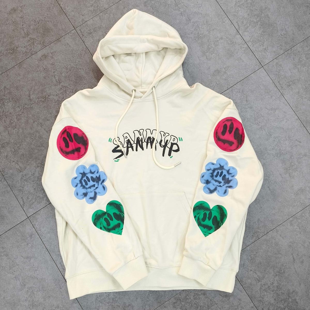 Custom puff print hoodie in cotton polyester fabric, men's warm winter streetwear with long sleeve fit