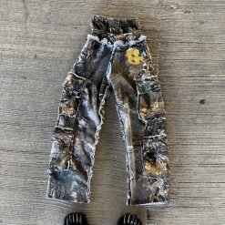 Custom Double Waist Heavyweight Cotton Vintage Acid Wash Sweat Pants Distressed Rhinestone Wide Leg Sweatpants for Men