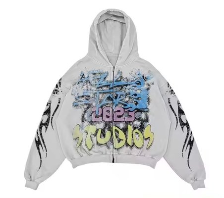 Custom Dtg Hoodie Printing Pattern 3D Printed Hoodie Crop Top Colorful Streetwear - Image 3