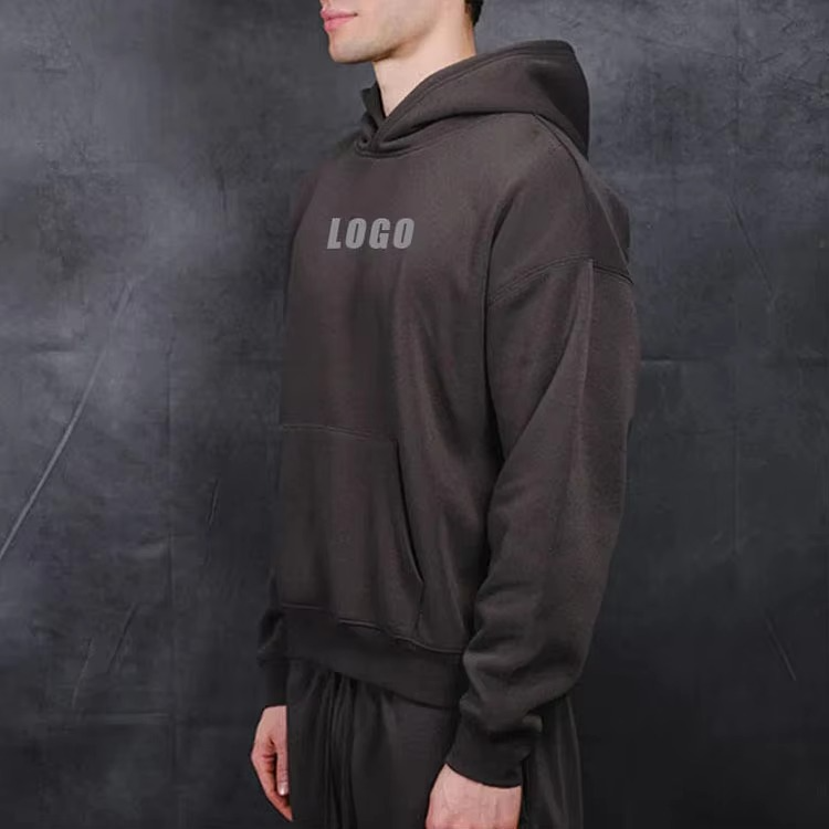 Custom Embroidered High Quality Unisex Streetwear Drop Shoulder Heavy Weight Organic Cotton Oversized Pullover Men Fleece Hoodie - Image 3