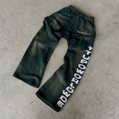 Custom Flare Sweat Pant Relaxed Trousers Sun Faded Puff Print Bootcut Acid Wash Flared Sweatpants - Image 6
