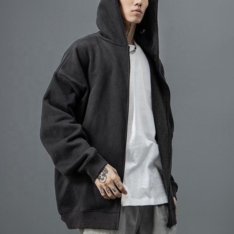Custom High Street Men's Oversize Full Zip up Hoodies Drop Shoulder Jackets Loose Style Plus Size Hoodie - Image 4