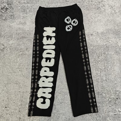 Custom Logo Applique Embroidery Patch Distressed Jogger Sweatpants Baggy Wide Leg Track Pants Men - Image 2