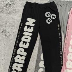 Custom Logo Applique Embroidery Patch Distressed Jogger Sweatpants Baggy Wide Leg Track Pants Men