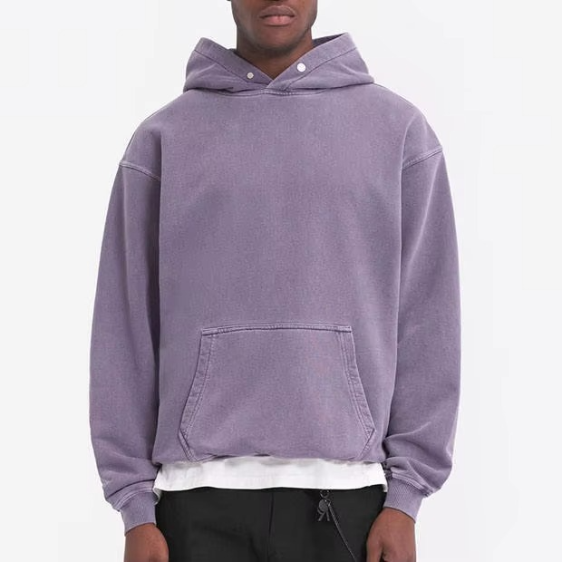 Custom Logo Men'S Acid Washed Hoodies Drop Shoulder Hoodie Oversize Zipper Functional Pullover Heavyweight Hoodie for Men