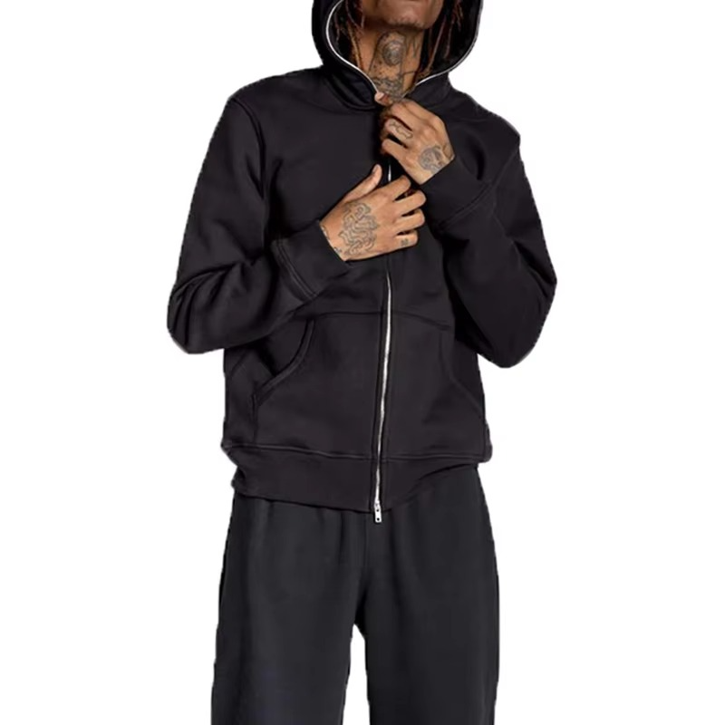 Custom Logo Oem New Design 100% Cotton Pullover Solid Full Zip up Hoodie - Image 2