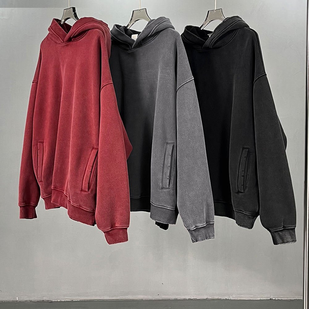 Custom Logo Solid Winter Drop Shoulder Hoodie with Side Pockets Anti-Pilling Heavyweight Fleece - Image 6