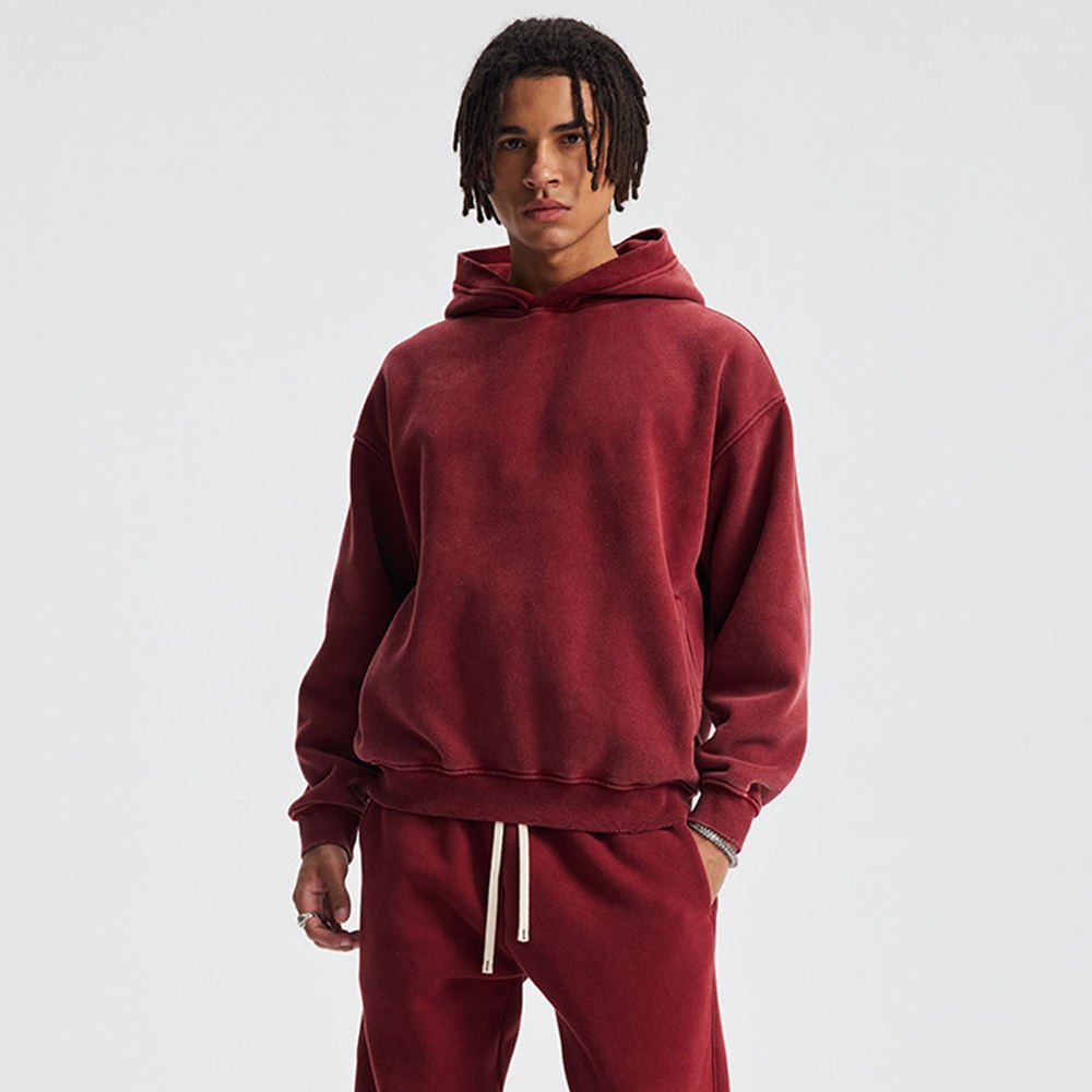 Custom Logo Solid Winter Drop Shoulder Hoodie with Side Pockets Anti-Pilling Heavyweight Fleece - Image 2