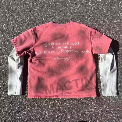Custom Manufacturer DTG Printing Cotton Knitted Boxy T Shirt Rugby Stripe Double Layer Waffle Long Sleeve T Shirt for Men - Image 5