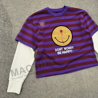 Custom Manufacturer DTG Printing Cotton Knitted Boxy T Shirt Rugby Stripe Double Layer Waffle Long Sleeve T Shirt for Men - Image 3
