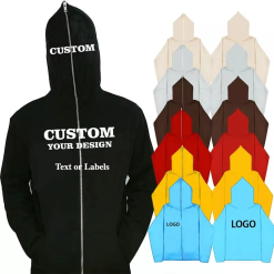 Custom Manufacturer Y2K Men French Terry 100% Cotton Low Minimum Oversized 3D Logo Full Face All Zip up Hoodie Puff Print