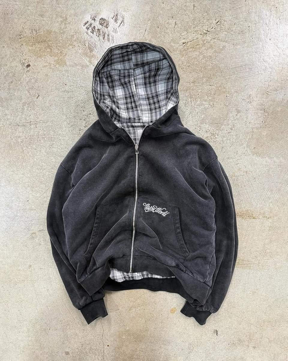 Custom Manufacturers 100% Cotton Heavy Weight Thick Fabric Cut Sew Zipper Vintage Embroidery Patch Men Hip Hop Acid Wash Zip - Image 5