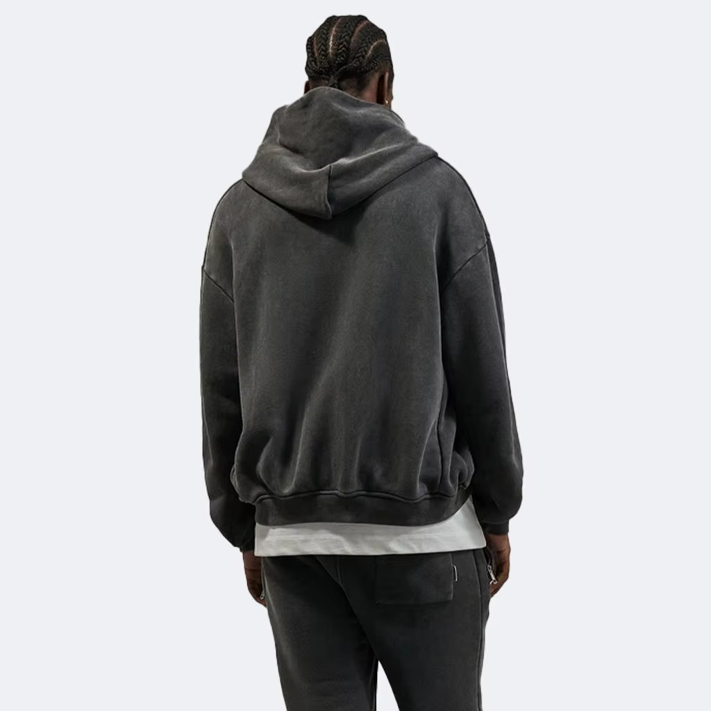 Custom Men'S Acid Washed Sweatshirt Pullover Cotton Drop Shoulder 1/4 Zip Functional Oversized Heavyweight Sweatshirt for Men - Image 6