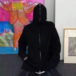 Custom Men's Full Face Zip Neck Hoodie in M-3XL or Custom Size with French Terry Fabric