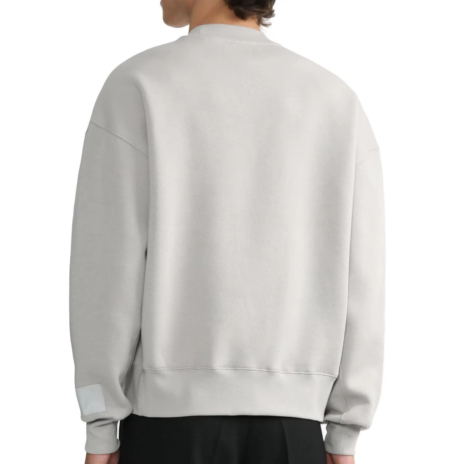 Custom Men's Mock Neck Sweatshirt Puff Printing Oversize French Terry CrewNeck Extended Neck Sweatshirt for Men - Image 2