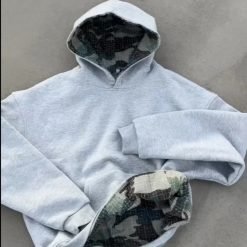Custom Streetwear Camouflage Rhinestone Hoodie French Terry Polyester Sun Faded Men's Acid Wash Distressed Oversized