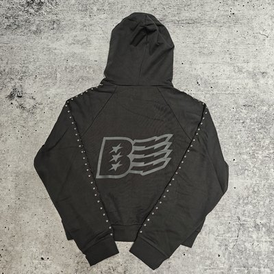 Custom Streetwear High Quality Premium Cotton 420 Gsm Heavy Weight Boxy Fit Zip Up Bling Crystal Rhinestone Hoodie for Men - Image 2
