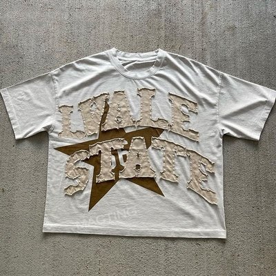 Custom Summer Heavyweight Vintage Distressed Patch Embroidery Acid Wash Cotton T-shirt Men - Image 4
