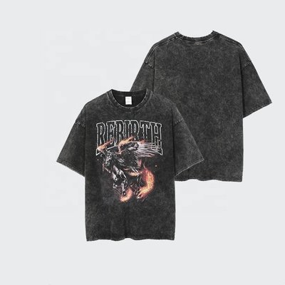 Custom T Shirt Mens Silk Screen Printing Oversized Vintage Distressed Acid Wash Tee S-5XL - Image 2
