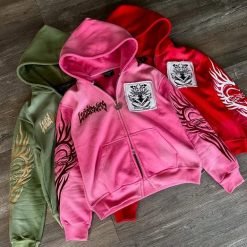 Custom Vintage Washed Sun Faded Geometric Pattern Hoodie for Men Factory Oversized Heavyweight 100% Cotton Zipper Rhinestone