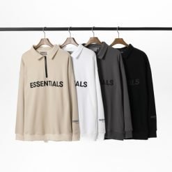 Custom Women Men Zip Up Long Sleeve Sweatshirt Jersey Fabric Essentials Half Zip Sweatshirt