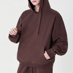 Customizable 350g Cotton Sweatshirts with Hoods Luxury Heavyweight Streetwear Solid Color Hooded Sweatshirt